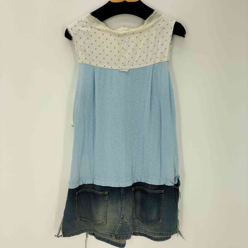 アンダーカバー UNDERCOVER 12SS openstrings期 デニム ミニスカート ドッキング 総柄 切り替え ミニ ワンピース レディース JPN:2