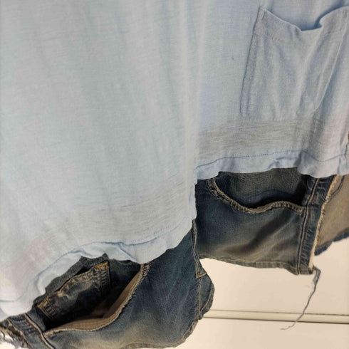 アンダーカバー UNDERCOVER 12SS openstrings期 デニム ミニスカート ドッキング 総柄 切り替え ミニ ワンピース レディース JPN:2