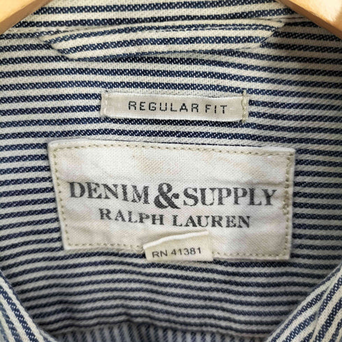 デニムアンドサプライ ラルフローレン DENIM & SUPPLY RALPH LAUREN REGULAR FIT チェーンステッチ刺繍 ストライプシャツ メンズ import:XS