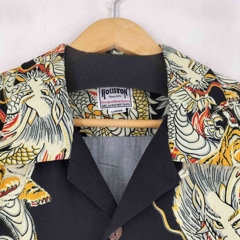 ヒューストン HOUSTON ドラゴンプリント S/S 開襟シャツ ボックスシルエット メンズ JPN:L