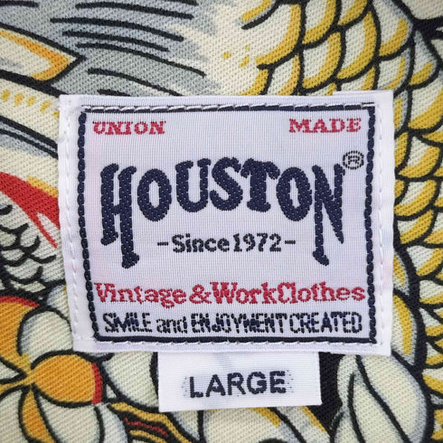 ヒューストン HOUSTON ドラゴンプリント S/S 開襟シャツ ボックスシルエット メンズ JPN:L