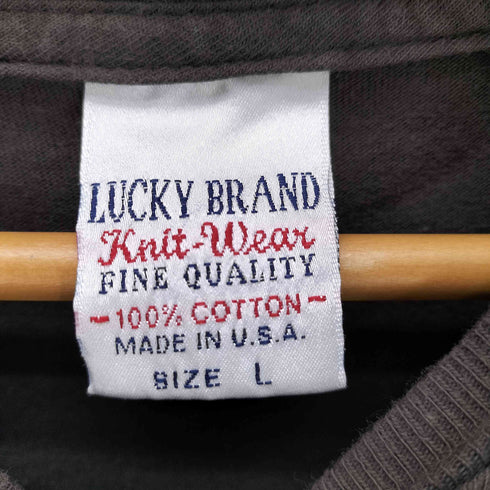 ラッキーブランド LUCKY BRAND Knit-Wear USA製 トランプ ダイス 13 両面 プリント Tシャツ メンズ import:L