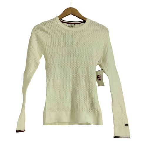 トミーヒルフィガー TOMMY HILFIGER ナイロン混 コットン ケーブルニット レディース import:S