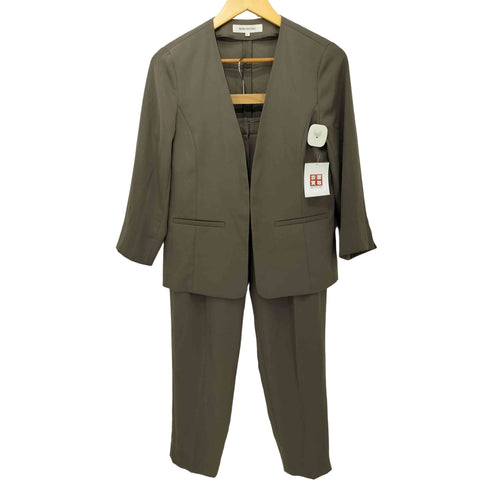 ナチュラルビューティーベーシック NATURAL BEAUTY BASIC 【洗える/防シワ】ポリエステルドビーセットアップ パンツ レディース L