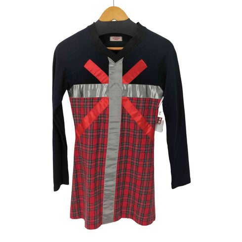 BETTY‘S BLUE SHINJI ABE ユニオンジャック リボンデザイン 切替 チェックワンピース レディース JPN:9号