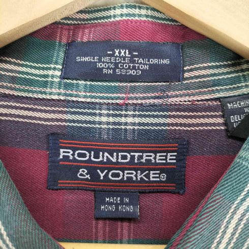 ラウンドツリーアンドヨーク roundtree&yorke ボタンダウンチェックシャツ メンズ import:XXL