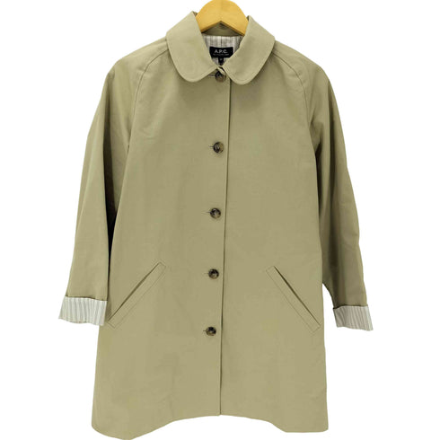 アーペーセー A.P.C. 裏地ストライプ コットン ステンカラー バルマカーン コート レディース 34