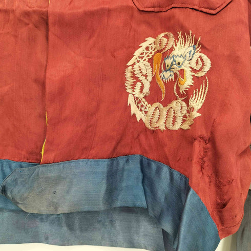 50s スーベニア 龍 鷲 刺繍 和柄 ツートン スカシャツ メンズ