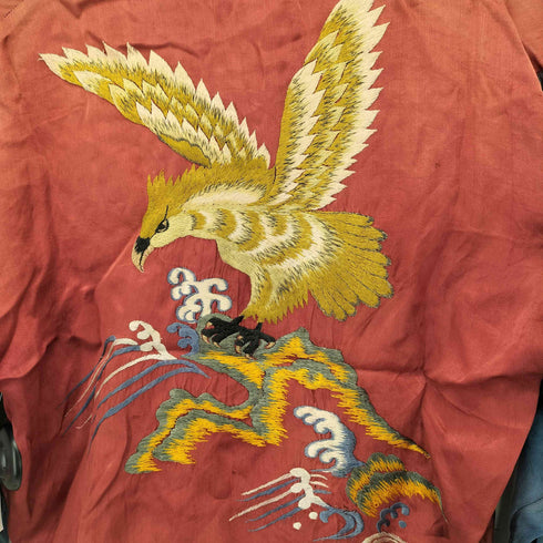 50s スーベニア 龍 鷲 刺繍 和柄 ツートン スカシャツ メンズ