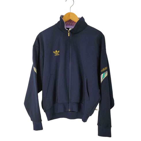 アディダス adidas デサント製 刺繍ロゴ スタンドカラートラックジャケット メンズ 胸囲98 身長175