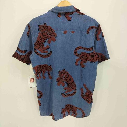 ハーレー Hurley CLASSIC FIT 虎柄 後染め チェーンステッチ コットンレーヨン アロハシャツ メンズ JPN:S