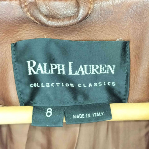 ラルフローレンブラックレーベル RALPH LAUREN BLACK LABEL イタリア製レザートレンチコート レディース UK:8
