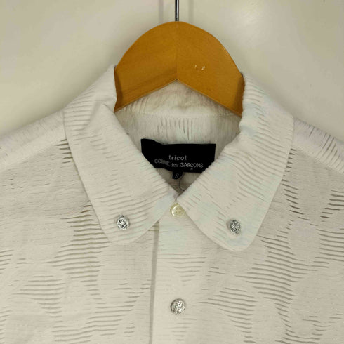 トリココムデギャルソン tricot COMME des GARCONS 20SS AD2019 丸襟 フラワーエンボス カットデザイン S/S シャツ レディース JPN:S