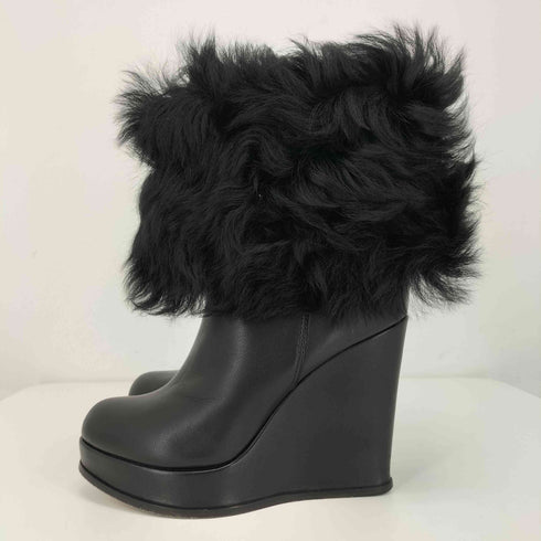 エスカーダ ESCADA ショートブーツ ウェッジソール フェイクファー レディース EUR:36