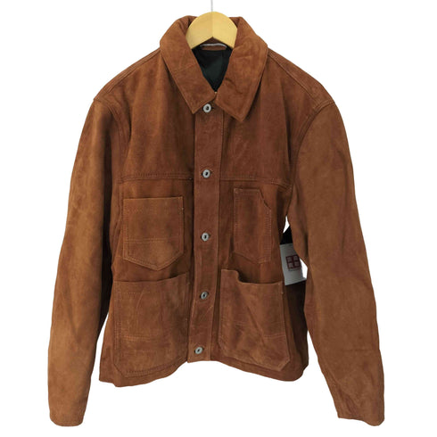 ザラ ZARA カウレザー スウェード ボタン ジャケット メンズ import:M