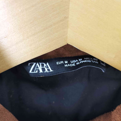 ザラ ZARA カウレザー スウェード ボタン ジャケット メンズ import:M