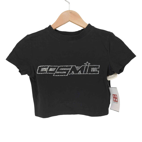 ラインストーンチビTシャツ Y2K レディース