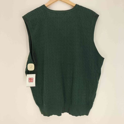 ポロゴルフラルフローレン POLO GOLF RALPH LAUREN エンブレム デザイン ケーブル編み コットン ニット ベスト メンズ import:L