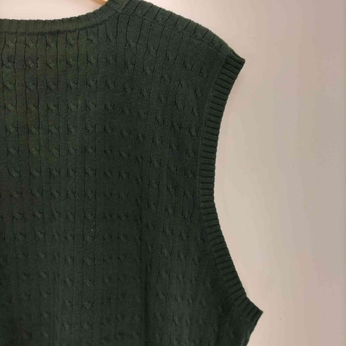 ポロゴルフラルフローレン POLO GOLF RALPH LAUREN エンブレム デザイン ケーブル編み コットン ニット ベスト メンズ import:L