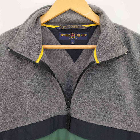 トミーヒルフィガーゴルフ TOMMY HILFIGER GOLF 90S USA製 ナイロン切替 ハーフジップ フリース プルオーバー ジャケット メンズ import:M