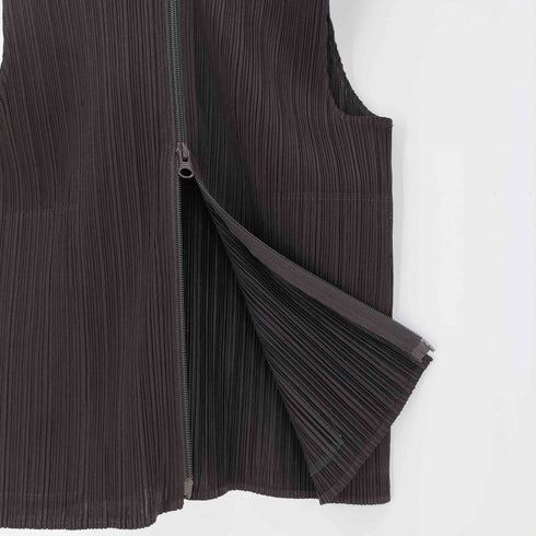 プリーツプリーズイッセイミヤケ PLEATS PLEASE ISSEY MIYAKE 98SS ダブルジップ ジップアップ プリーツベスト レディース JPN:3
