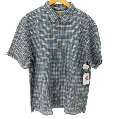 エルエルビーン L.L.Bean リネン混 配色チェック S/S シャツ メンズ JPN:XL