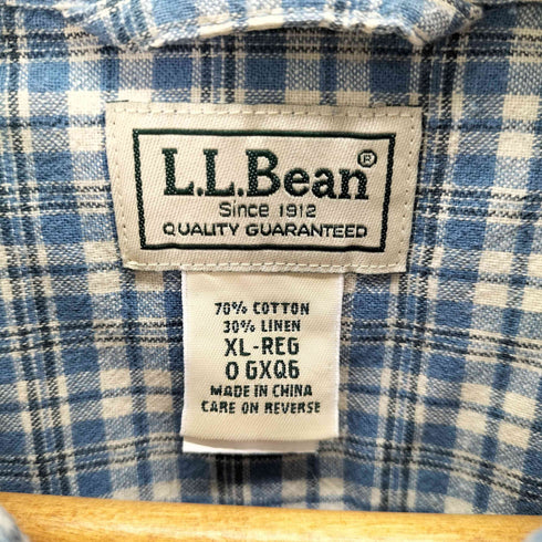 エルエルビーン L.L.Bean リネン混 配色チェック S/S シャツ メンズ JPN:XL