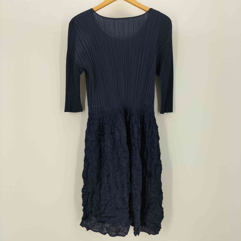 プリーツプリーズイッセイミヤケ PLEATS PLEASE ISSEY MIYAKE 12SS メレンゲ クラッシュ シワ加工 切替 プリーツ ワンピース レディース JPN:3