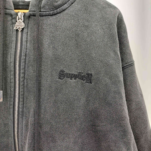 サプライヤー SUPPLIER Cross Zip Hoodie ストーン装飾刺繍ロゴ ジップパーカー メンズ import:L
