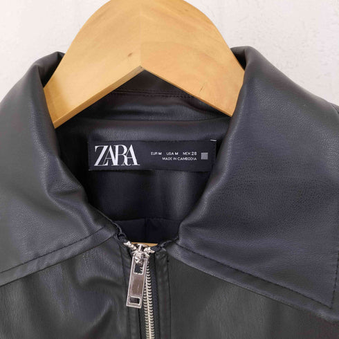 ザラ ZARA ショート丈フェイクレザージャケット レディース import:M