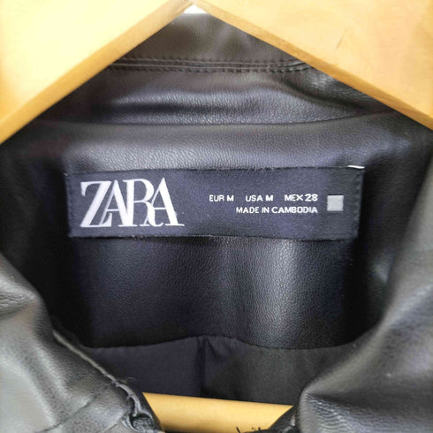 ザラ ZARA ショート丈フェイクレザージャケット レディース import:M