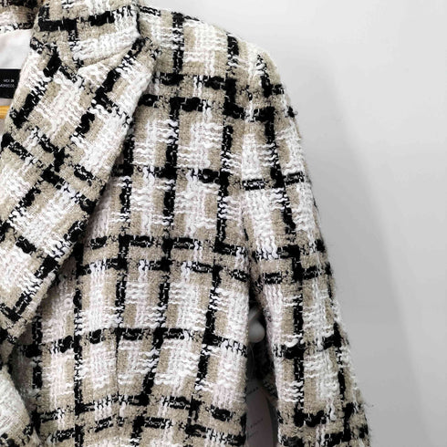 ザラ ZARA ツイードロングブレザー ダブルブレストテーラードジャケット レディース import:S