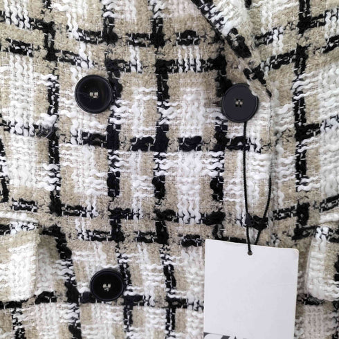 ザラ ZARA ツイードロングブレザー ダブルブレストテーラードジャケット レディース import:S