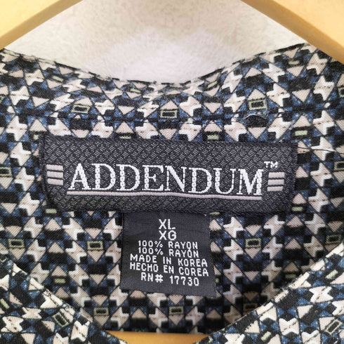 ADDENDUM レーヨン バンドカラー 総柄 S/S シャツ メンズ import:XL