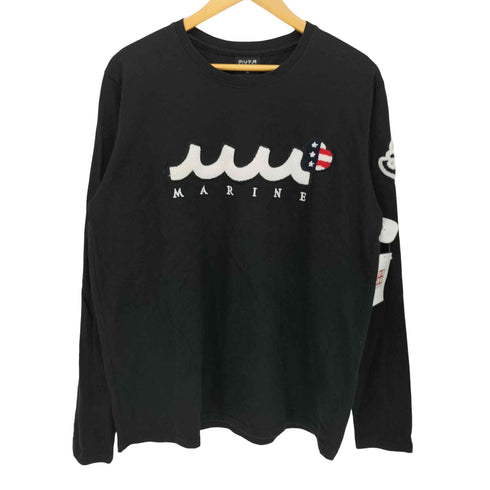 muta MARINE 星条旗 フロントロゴ クルーネック 長袖 Tシャツ メンズ import:XL