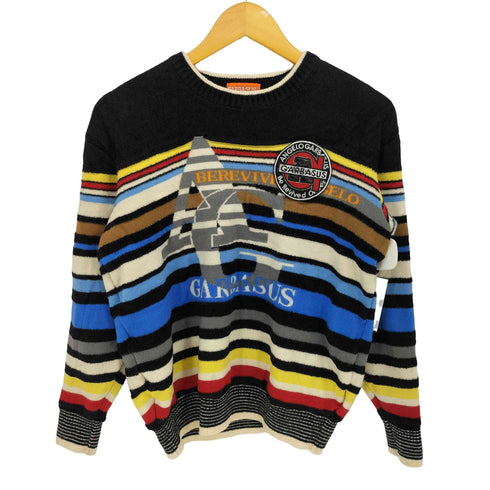 GARBASUS ANGELO 日本製 パイル地 ボーダー 総柄 ニット メンズ import:M