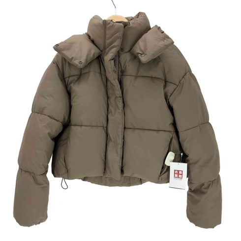 ザラ ZARA ラバーフィニッシュ パフジャケット ゴールデンブラウン レディース import:S