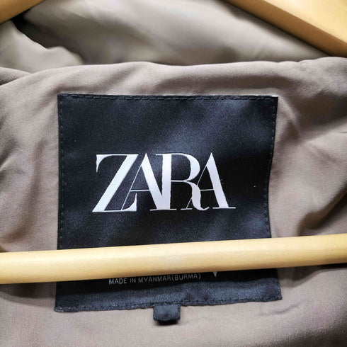 ザラ ZARA ラバーフィニッシュ パフジャケット ゴールデンブラウン レディース import:S