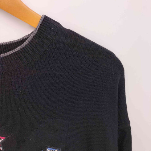 パジェロ PAGELO コットンアクリル 立体刺繍 ワッペン クルーネックニット メンズ