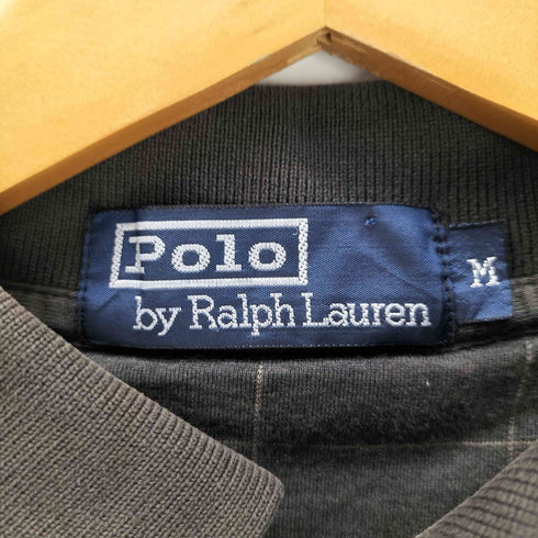 ポロバイラルフローレン Polo by RALPH LAUREN 90S 裾ポニー刺繍 グラフチェック 長袖 ポロシャツ メンズ import:M