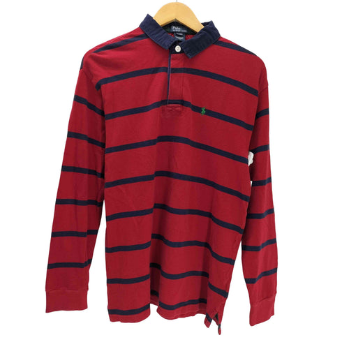 ポロバイラルフローレン Polo by RALPH LAUREN 90S ポニー刺繍 鹿の子 ボーダー ポロシャツ ラガーシャツ メンズ XL