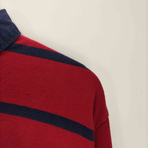ポロバイラルフローレン Polo by RALPH LAUREN 90S ポニー刺繍 鹿の子 ボーダー ポロシャツ ラガーシャツ メンズ XL