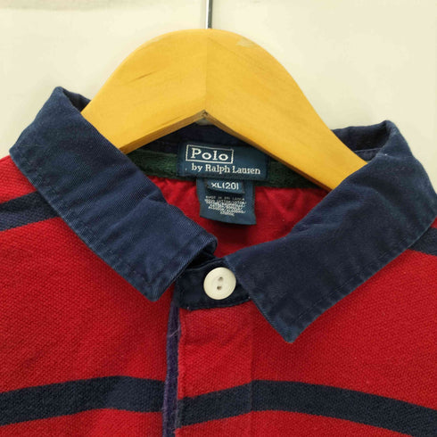 ポロバイラルフローレン Polo by RALPH LAUREN 90S ポニー刺繍 鹿の子 ボーダー ポロシャツ ラガーシャツ メンズ XL