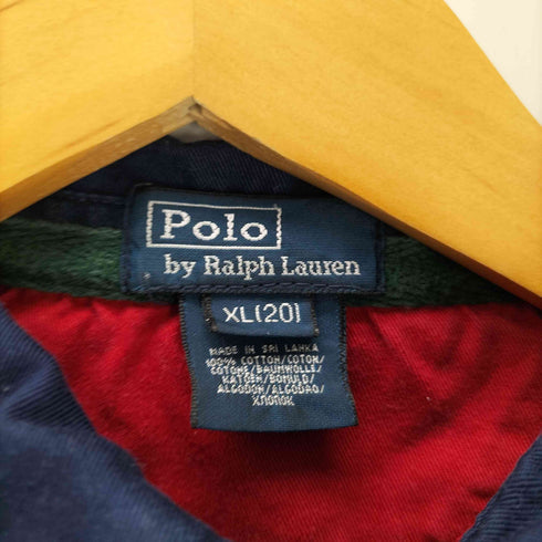 ポロバイラルフローレン Polo by RALPH LAUREN 90S ポニー刺繍 鹿の子 ボーダー ポロシャツ ラガーシャツ メンズ XL