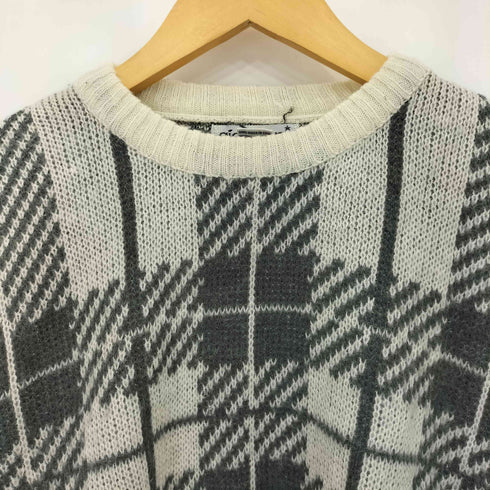GIOUANNI チェック柄 アクリル ウールクルーネックニット セーター レディース XL