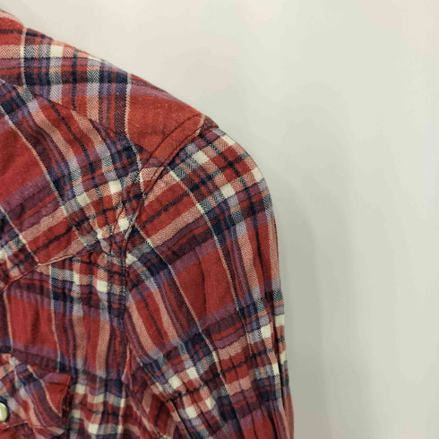 ポロジーンズカンパニーラルフローレン POLO JEANS COMPANY RALPH LAUREN プリーツ ギャザーデザイン ロングチェックシャツ Y2K レディース M