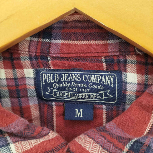 ポロジーンズカンパニーラルフローレン POLO JEANS COMPANY RALPH LAUREN プリーツ ギャザーデザイン ロングチェックシャツ Y2K レディース M