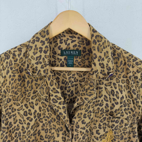 ローレンラルフローレン LAUREN RALPH LAUREN レオパード柄 刺繍 シャツ レディース import:L