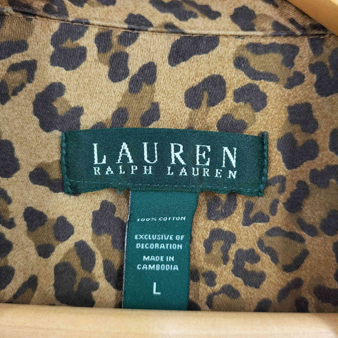 ローレンラルフローレン LAUREN RALPH LAUREN レオパード柄 刺繍 シャツ レディース import:L
