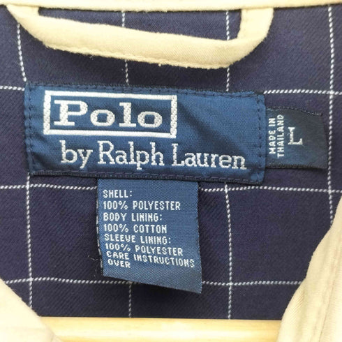 ポロバイラルフローレン Polo by RALPH LAUREN 90S ポニー 刺繍 裏地 チェック チンストラップ スイングトップ ハリントン ジャケット メンズ import:L